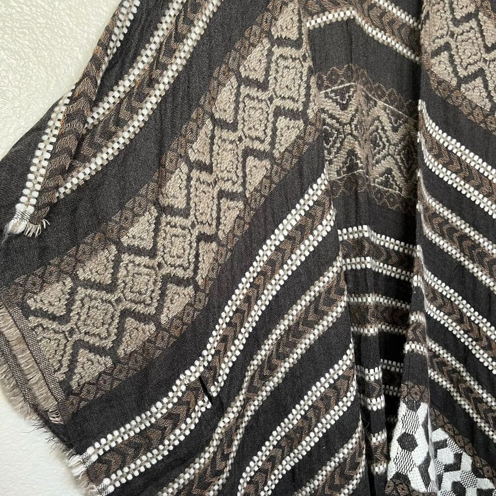Lucky Brand Open-Front Knit Kimono Cardigan Shawl boho  Fringe Hem One Size - Picture 7 of 11